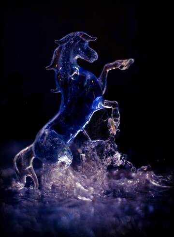 FX №117 Blue color. Horse and water splashes.