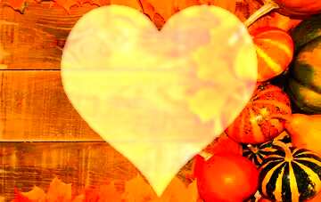 FX №107252 Autumn background pumpkins love heart
