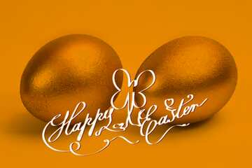 FX №116804 Two  gold  eggs. happy easter card