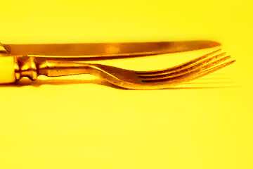 FX №120927 Old fork and knife blank yellow card