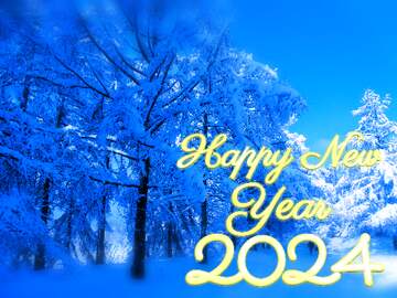 FX №141797 happy new year 2024 Snow Winter blue forest