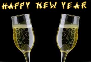 FX №16092 Two Champagne in glass  text happy new year card