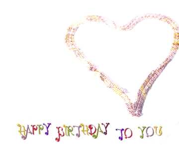 FX №170957 Birthday gift. Gold Chain Heart. Greeting card with Lettering Happy Birthday To You