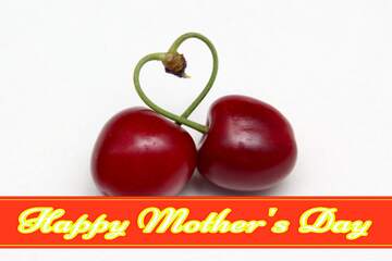 FX №171149 Cherry berries on a white background isolated Pretty Lettering Happy Mothers Day