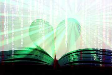 FX №171964 Heart of books Digital matrix style background overlay Rays of sunlight