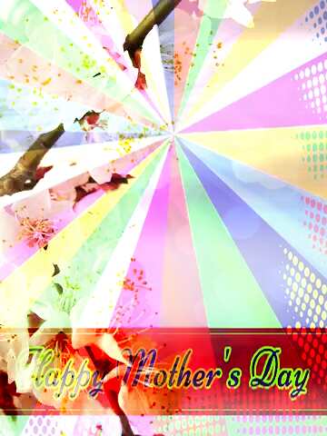 FX №171598 The tree blooms in spring Retro style card for Happy Mother`s Day with Colors rays