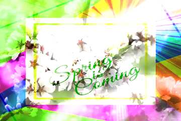 FX №174810 Spring pictures on wallpaper for desktop Colorful illustration template frame with Rays of sunlight ...
