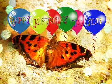 FX №177449 Butterfly Birthday card Christmas background