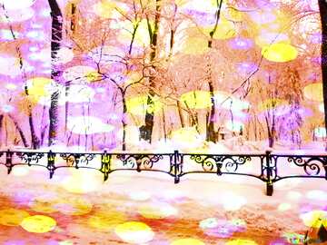 FX №177409 Winter Snow City Park Christmas colorful background  tree