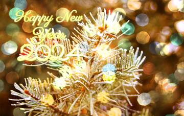 FX №178958 Frosty spruce branch  Happy New Year 2024 Card Background