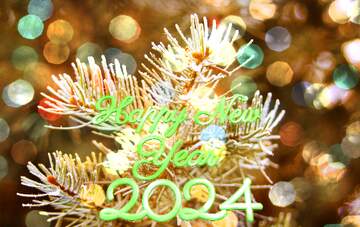 FX №178964 Frosty spruce branch  Happy New Year 2024 Card Background