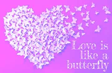 FX №179810 Paper butterflies and hearts pink happy valentine`s day