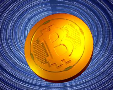 FX №181928 Bitcoin gold light coin Digital Binary data. Futuristic infographic background
