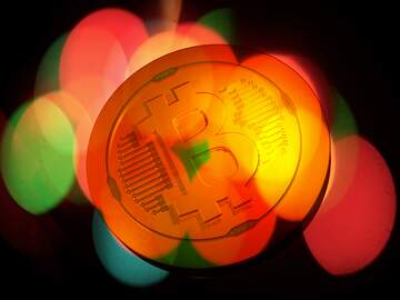 FX №181940 Bitcoin gold light coin Large background blurred