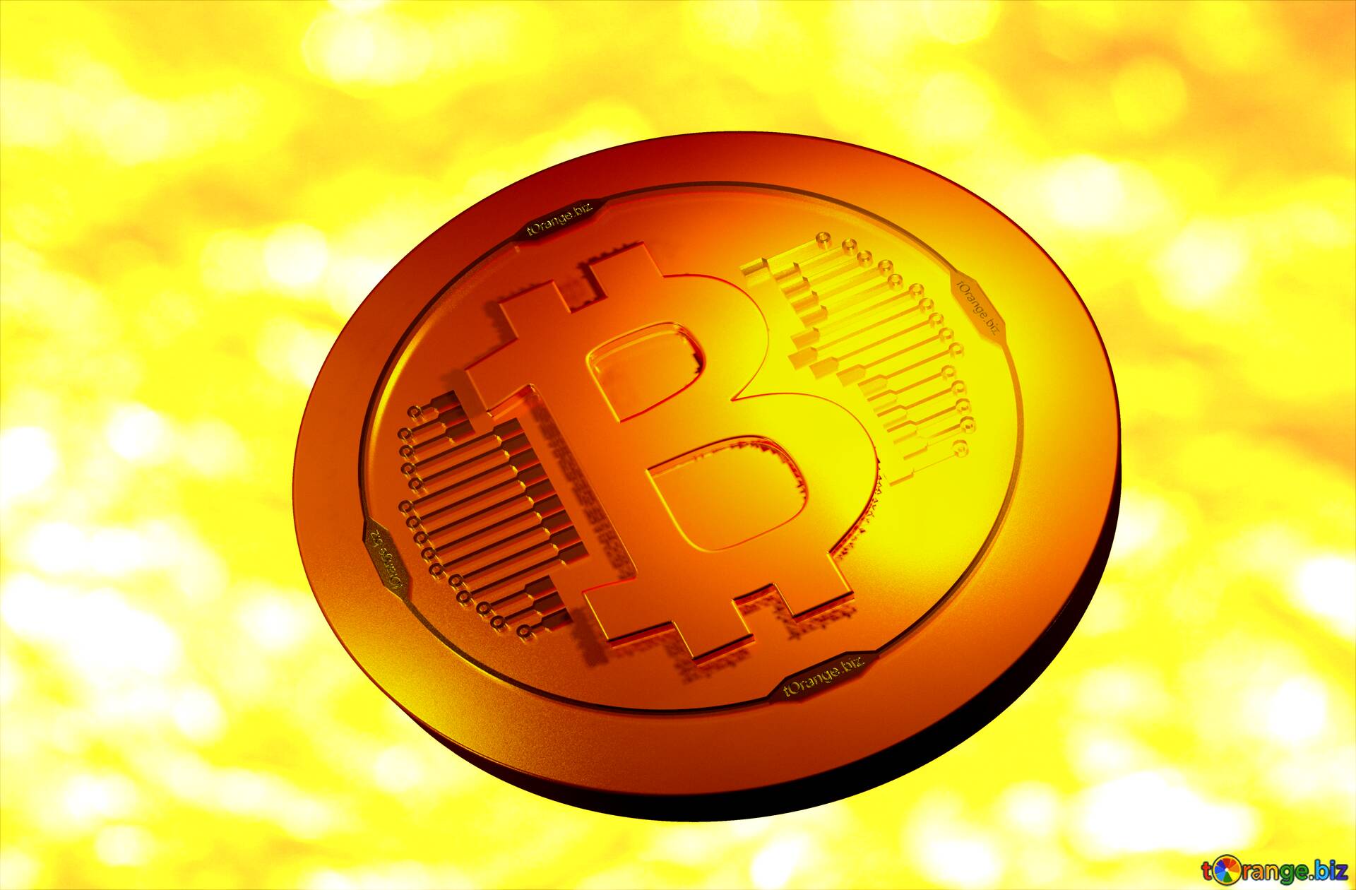bitcoin gold light coin background of golden lights
