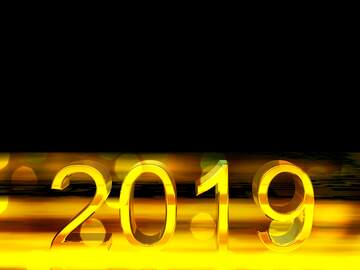 FX №182615 2019 3d render gold digits with reflections dark background isolated Bokeh Background