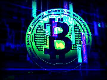 FX №182278 Bitcoin dark  blue black background.