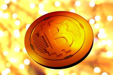 FX №182034 Bitcoin gold light coin Christmas background