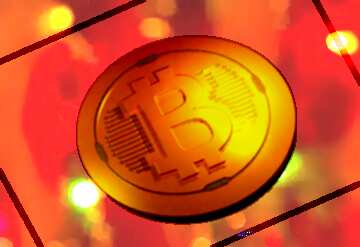 FX №182071 Bitcoin gold light coin Red background