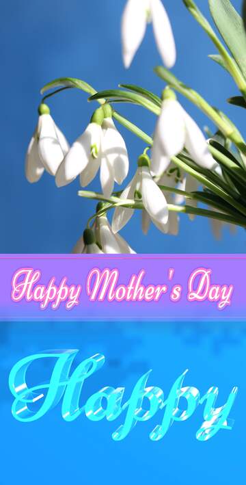 FX №182949 Happy glass blue background Happy Mothers Day