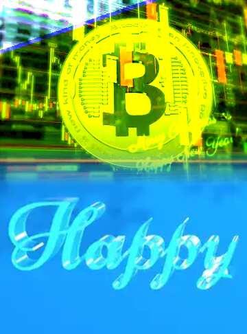 FX №183002 Happy glass blue background Bitcoin