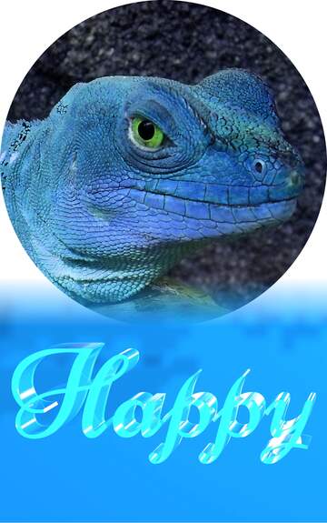 FX №183100 Happy glass blue background Lizard