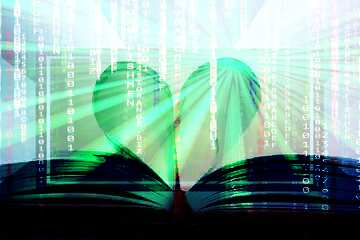 FX №190471  Heart of books Digital matrix style background overlay Rays of sunlight Template