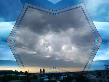 FX №192436 Thunderclouds Blue illustration template frame