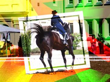 FX №192786 Dressage competitions. Turning on the gallop Creative abstract Geometrical Future Trend template...