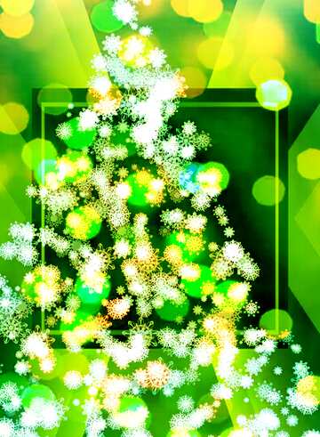 FX №194618 Magic green holiday abstract glitter background with blinking lights and falling snowflakes....