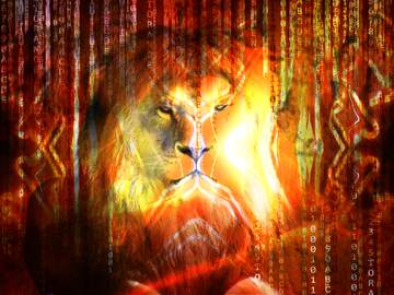 FX №194375 lion Digital technology background pattern light mosaic
