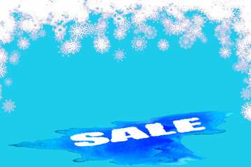 FX №195227 Clipart snowflakes discount sale Winter watercolor background blue