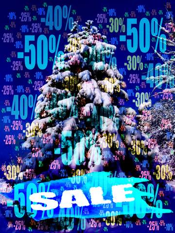 FX №195943  Snow tree winter sale Store discount dark background.