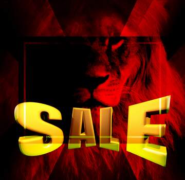 FX №197872 A lion Sales promotion 3d Gold letters sale background Red Portrait Template