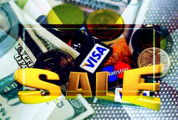 FX №198425  Sales promotion 3d Gold letters sale background Visa Money Template