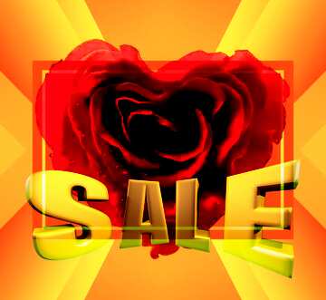 FX №198890  Rose heart rain drops Powerpoint Template Sales promotion 3d Gold letters sale background