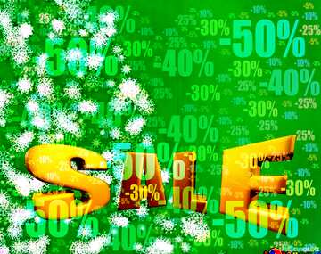 FX №198035  Christmas sale snowflakes template Store discount green background. Sales promotion 3d Gold letters