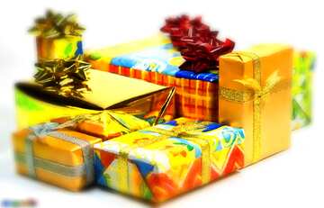 FX №2456 Bright colors. Boxes   gifts  at  White  background.