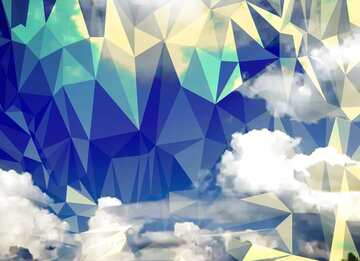 FX №201000 Blue Sky with clouds Polygonal background with triangles