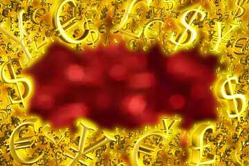 FX №200177  Shiny red Christmas background Sale offer discount template Gold money frame border 3d currency...