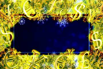 FX №200079  Christmas greeting background Sale offer discount template Gold money frame border 3d currency...