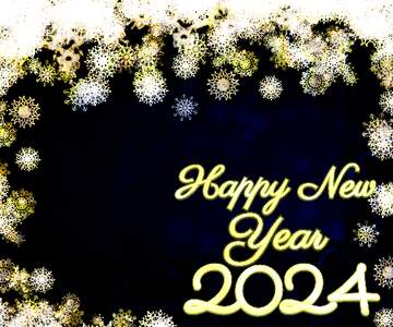 FX №200074 New year 2024 blue background with snowflakes Sale offer discount template Gold money frame border...