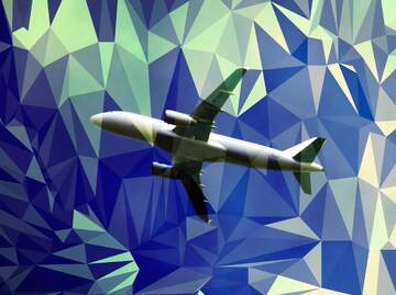 FX №200686 Passenger plane Polygon background with triangles