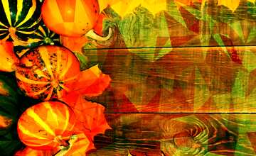 FX №201026 Autumn pumpkins wodden Polygon abstract geometrical background with triangles