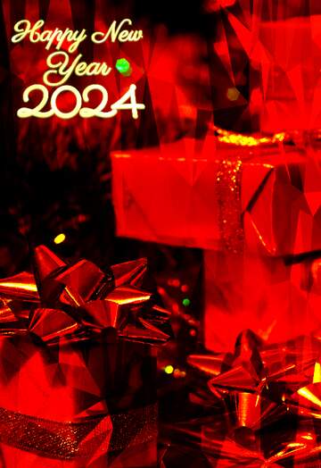 FX №203190 Gifts Christmas 2024 Happy New Year Greeting Card Polygonal abstract geometrical background with...