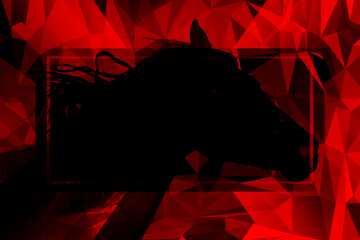 FX №203224 Black Horse portrait Polygonal abstract geometrical background with triangles Hot Red