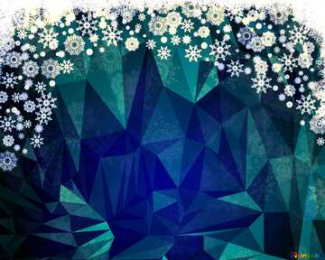 FX №204947 Blue Christmas snow around frame Polygonal abstract geometrical background with triangles