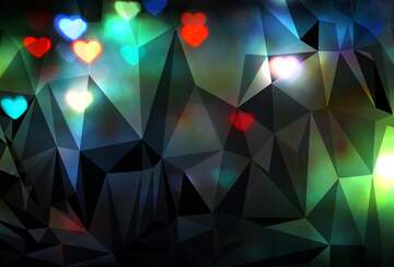FX №205671 The lights in the shape of hearts night colorful Polygonal abstract geometrical background with...
