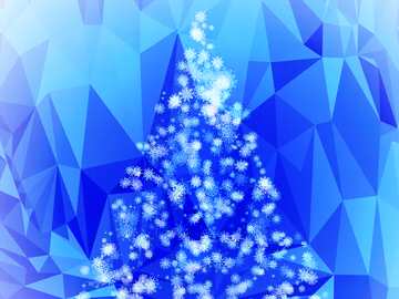 FX №205948 Christmas tree of snowflakes polygonal background blue