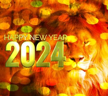 FX №207474 A lion happy new year 2024 christmas background bokeh